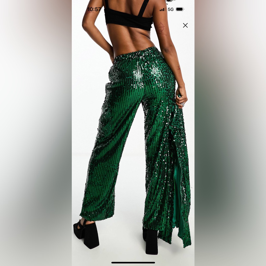 Wide Leg Sequin Cargo Pants